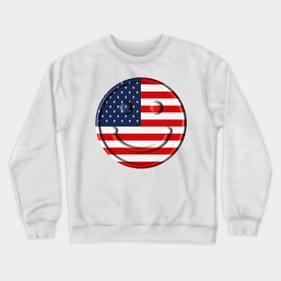 Smiley US Flag T-Shirt Crewneck Sweatshirt